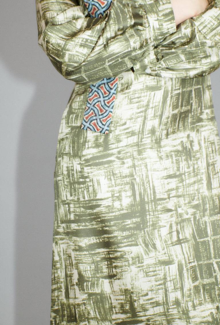 Odeeh Paintbrush Texture Kleid, Dark Olive Fabrik Onlineshop