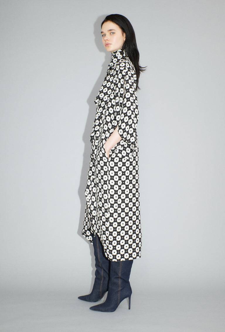 Odeeh Geometric Flowers Kleid, Black White Fabrikpreis