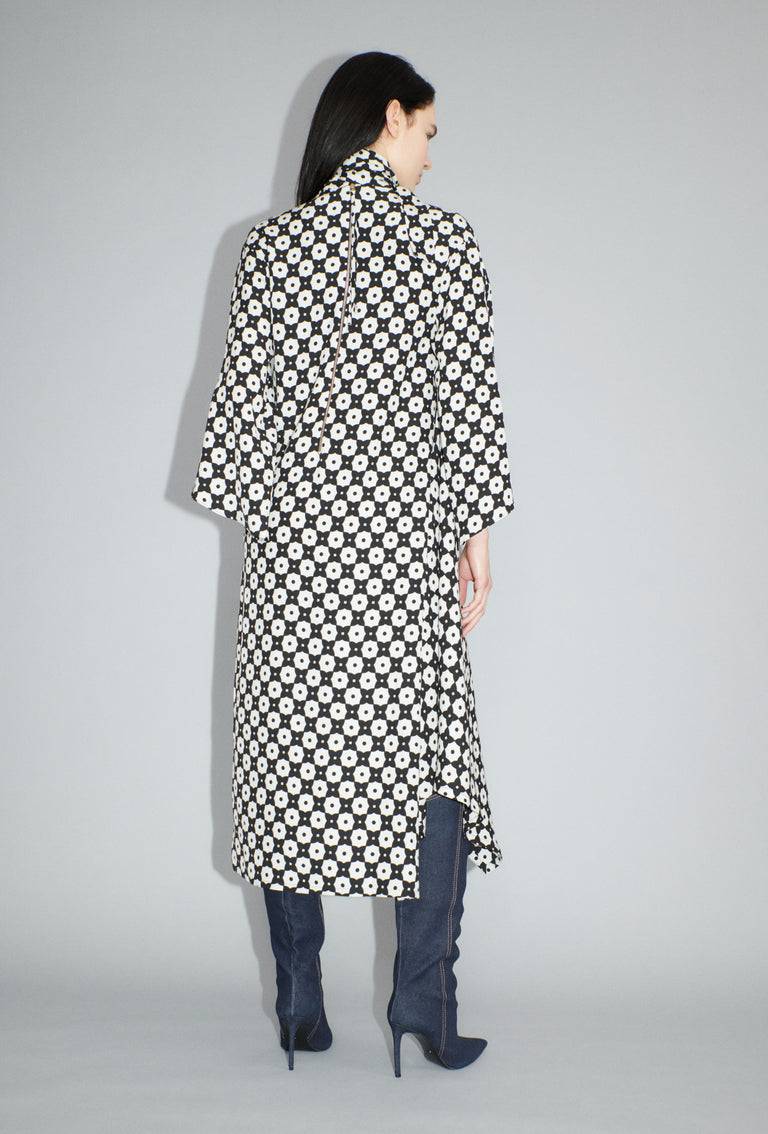 Odeeh Geometric Flowers Kleid, Black White Fabrikpreis