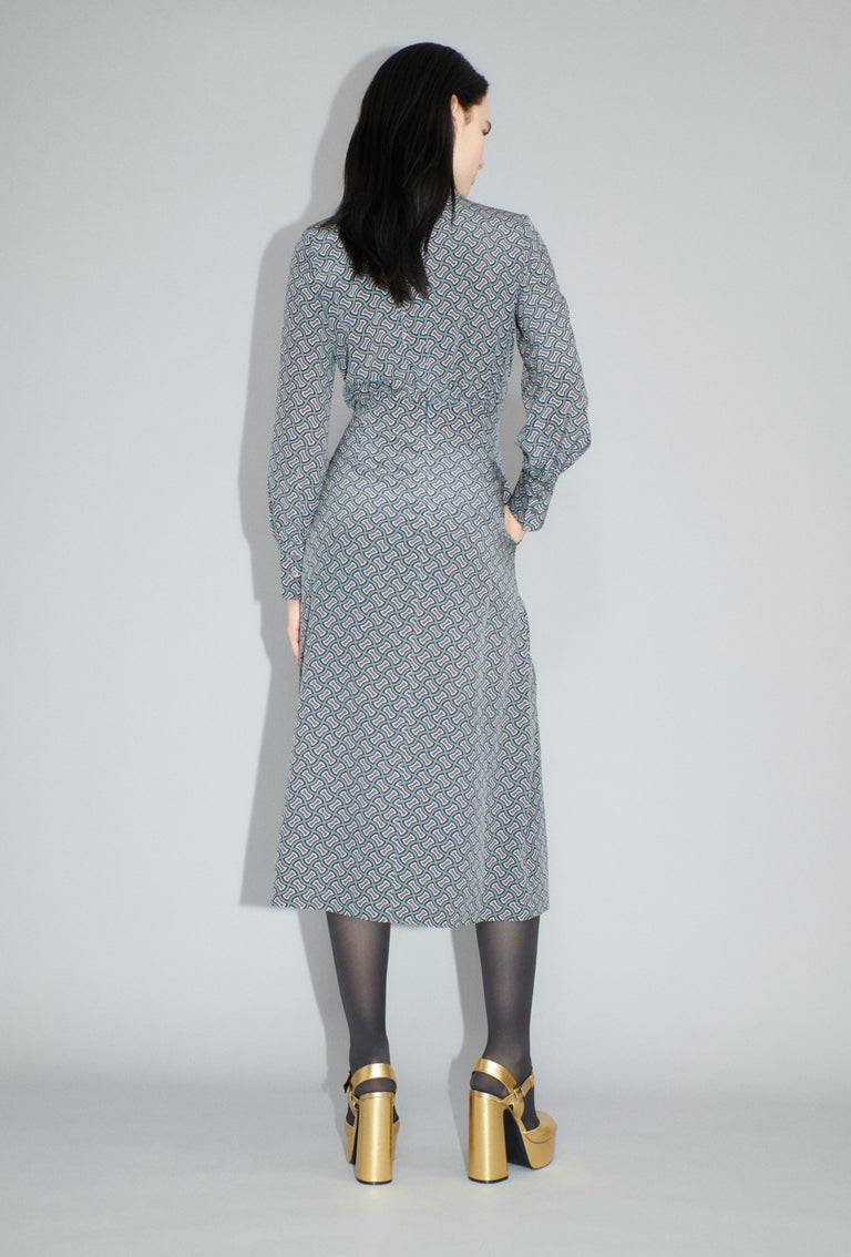 Odeeh Morphid Grid on Crepe de Chine Kleid, Lake Green Sonderangebot