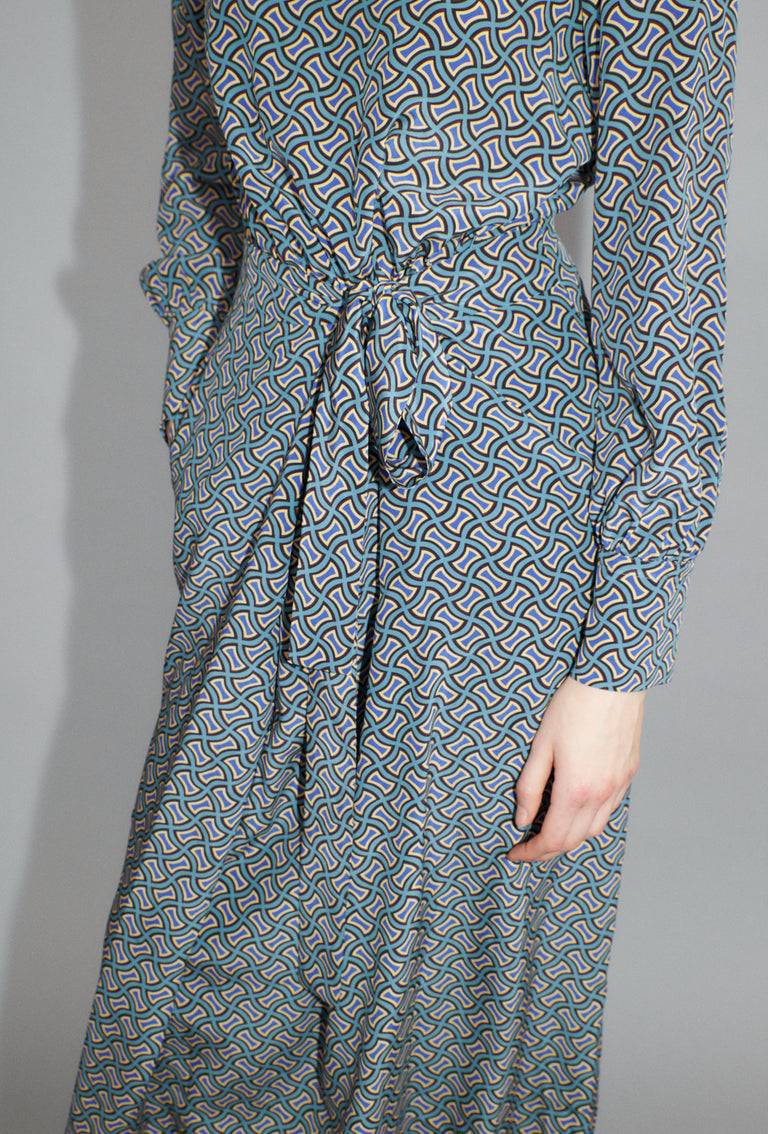 Odeeh Morphid Grid on Crepe de Chine Kleid, Lake Green Sonderangebot