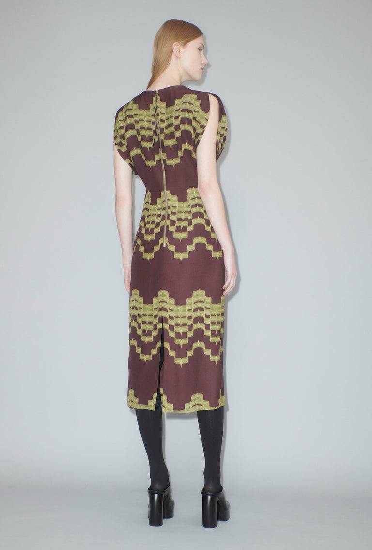 Odeeh Double Printed Degradè Kleid, Goldolive Saisonschlussverkauf