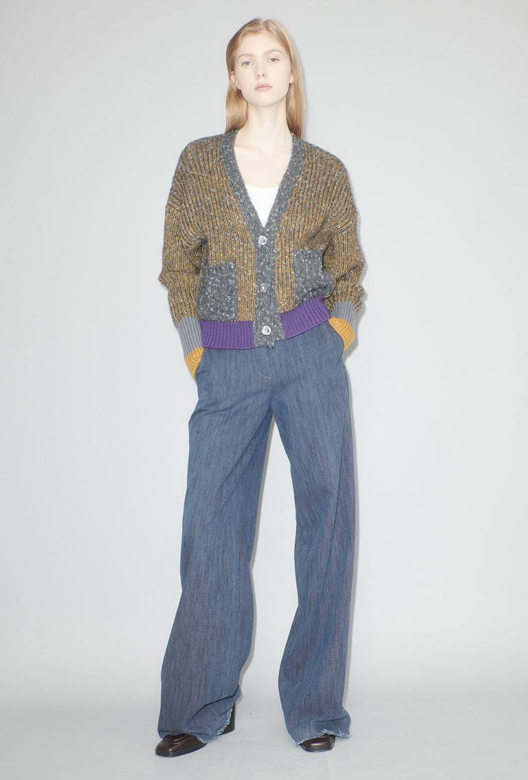 Odeeh Slub Tweed Cardigan, Olive Brown Kauf eins, bekomm eins gratis