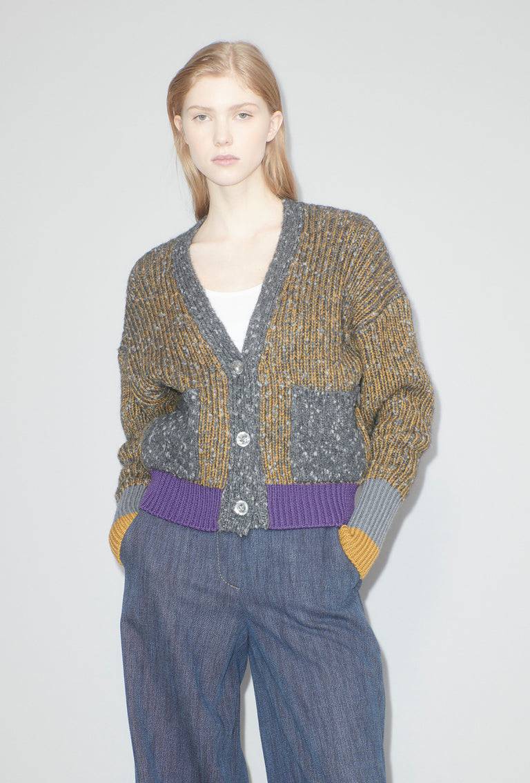 Odeeh Slub Tweed Cardigan, Olive Brown Kauf eins, bekomm eins gratis