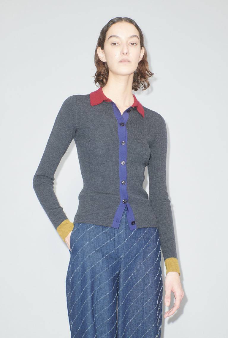 Odeeh Stretch Merino Cardigan, Charcoal Super Sparpreis
