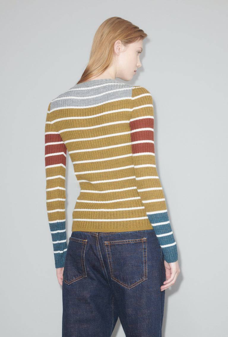 Odeeh Placed Stripe Pullover, Greengold Wochenangebot