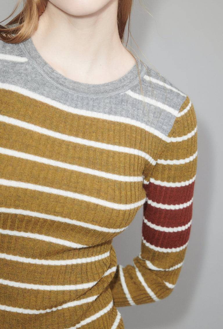 Odeeh Placed Stripe Pullover, Greengold Wochenangebot