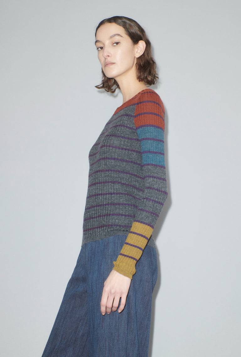 Odeeh Placed Stripe Pullover, Shadow Kostenlose Rückgabe