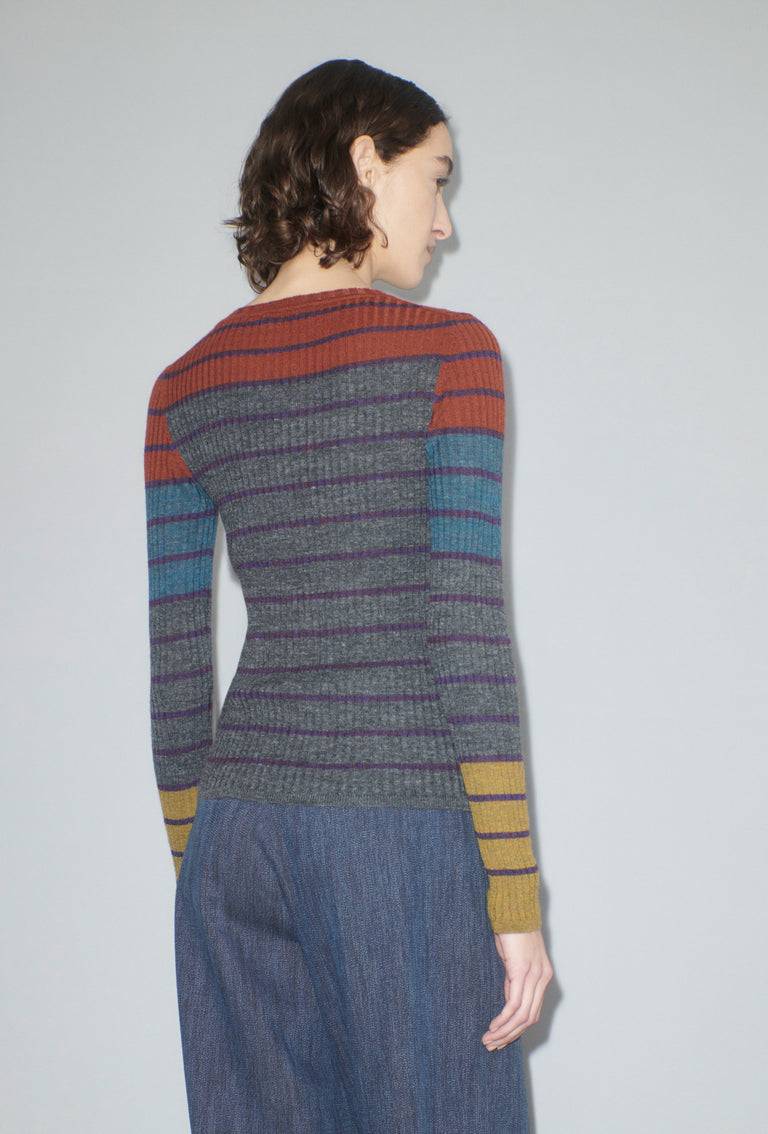 Odeeh Placed Stripe Pullover, Shadow Kostenlose Rückgabe