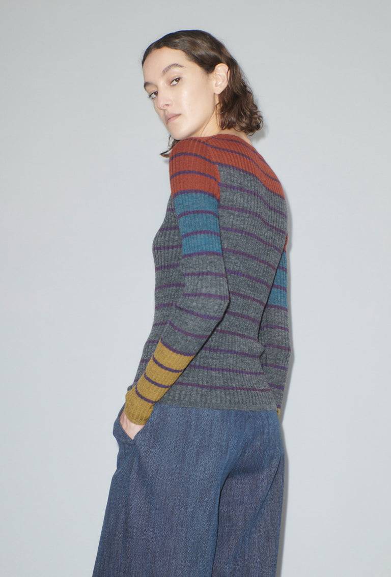Odeeh Placed Stripe Pullover, Shadow Kostenlose Rückgabe
