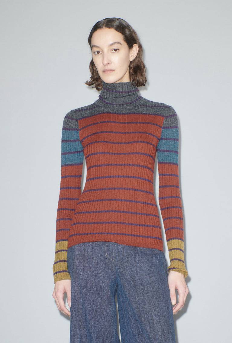 Odeeh Placed Stripe Pullover, Dark Copper Begrenzte Freigabe