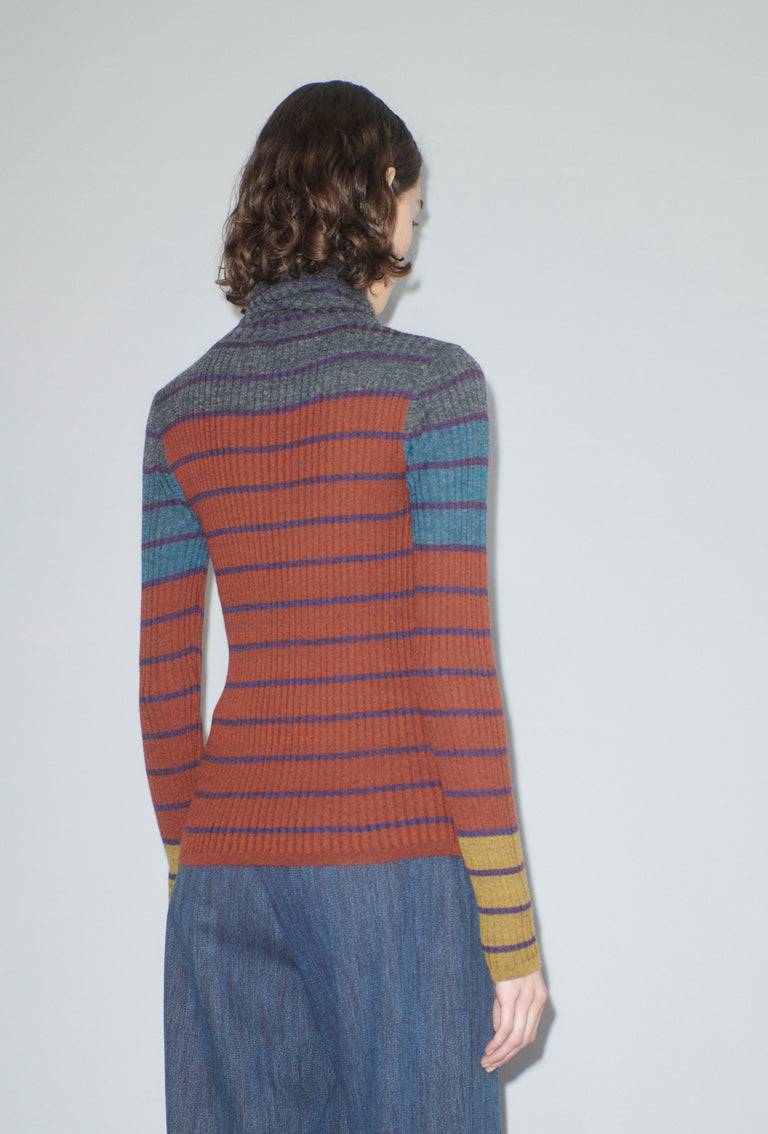 Odeeh Placed Stripe Pullover, Dark Copper Begrenzte Freigabe