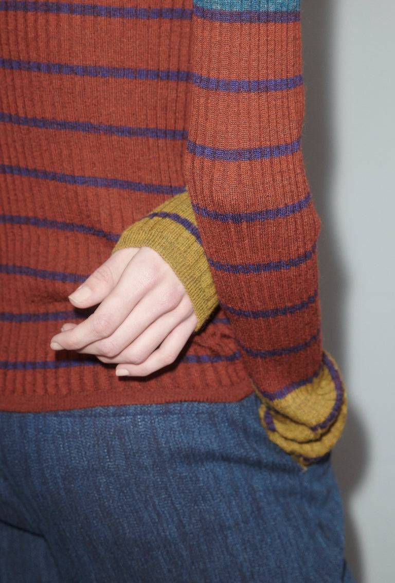 Odeeh Placed Stripe Pullover, Dark Copper Begrenzte Freigabe