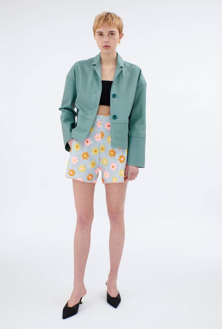 Odeeh Lamb Nappa Wet Look Jacke, Lake Green Blitzverkäufe
