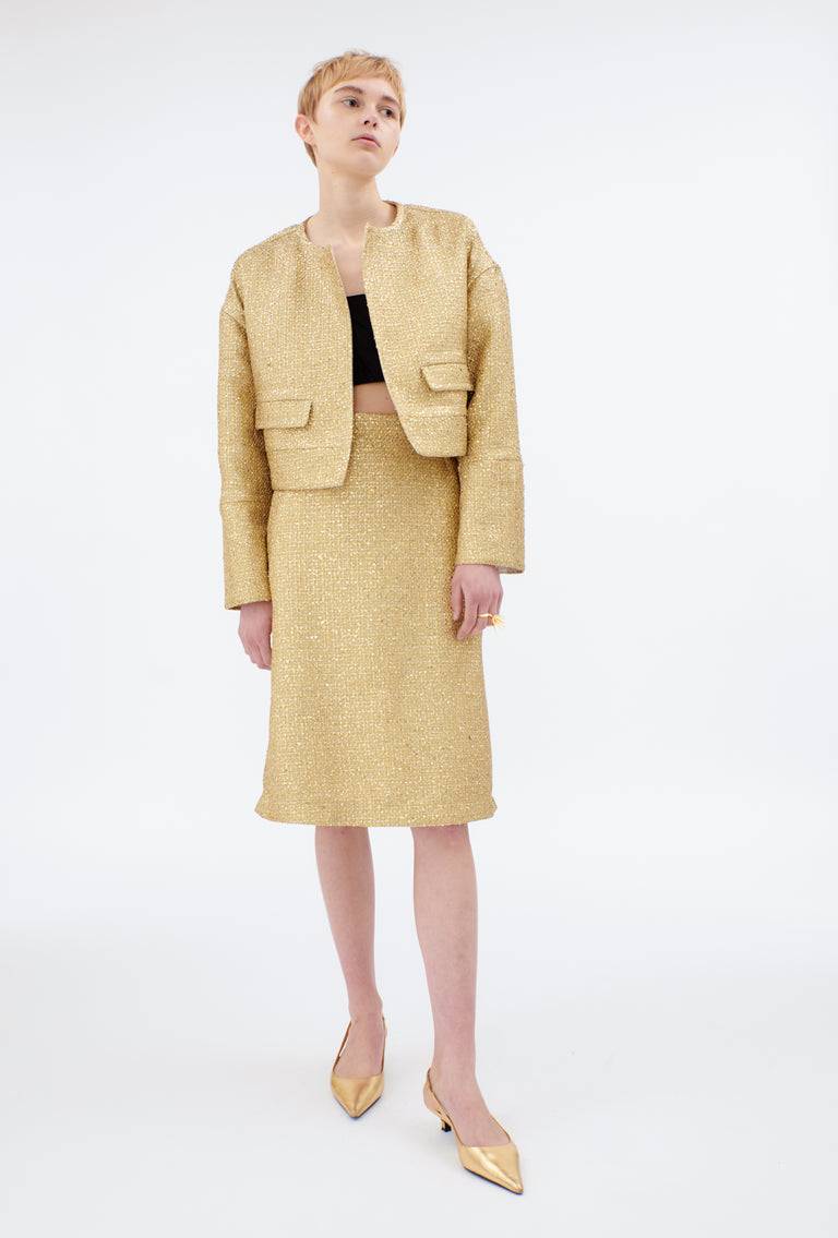 Odeeh Gold Brocade Jacke, Gold Kostenloser Versand