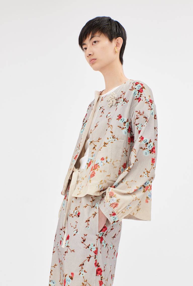 Odeeh "Mini Bouquets / Stamped Corduroy Degradé Jacke, Acqua Limitierter Zeitrabatt