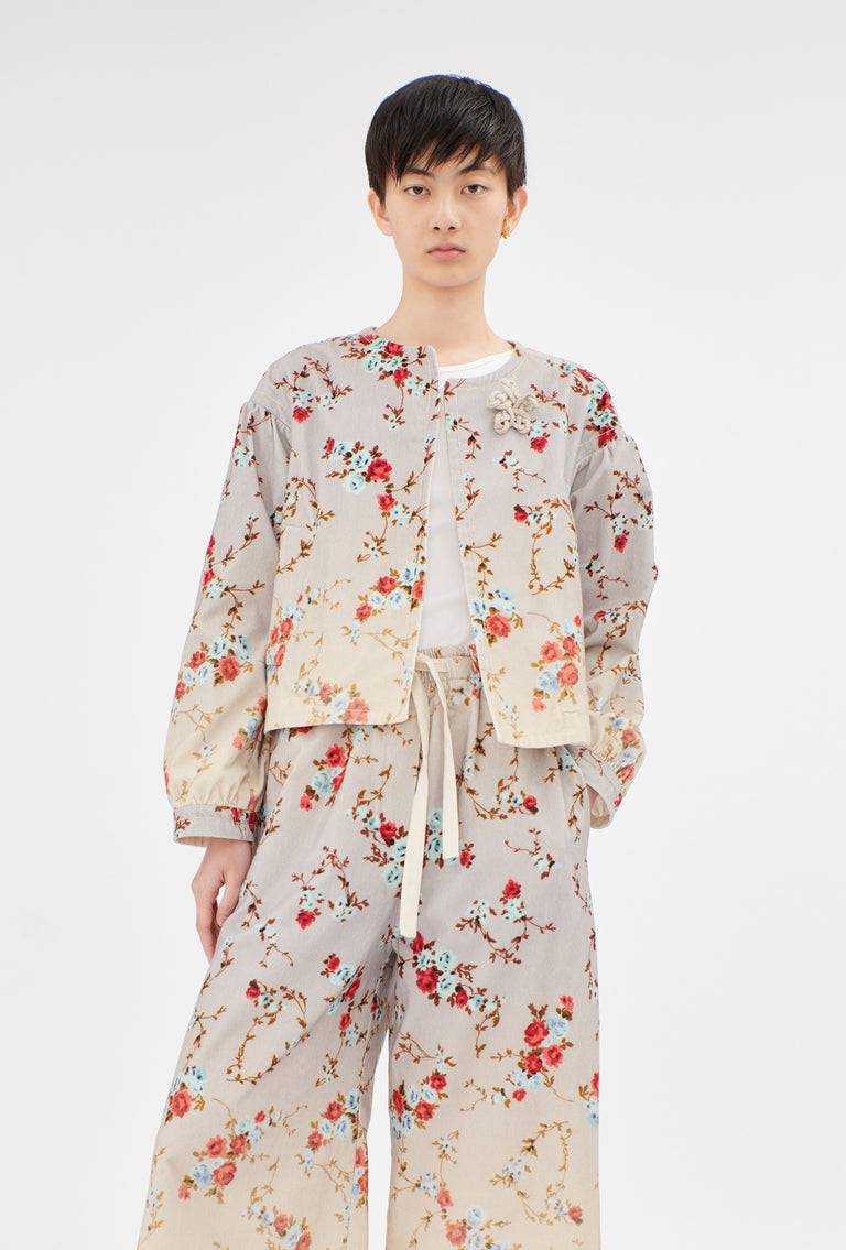 Odeeh "Mini Bouquets / Stamped Corduroy Degradé Jacke, Acqua Limitierter Zeitrabatt