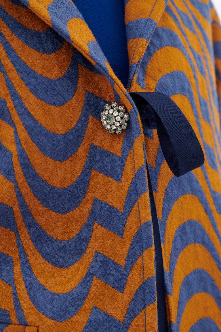 Odeeh Abstract Waves Jacke, Dark Cobalt Fabrik Onlineshop