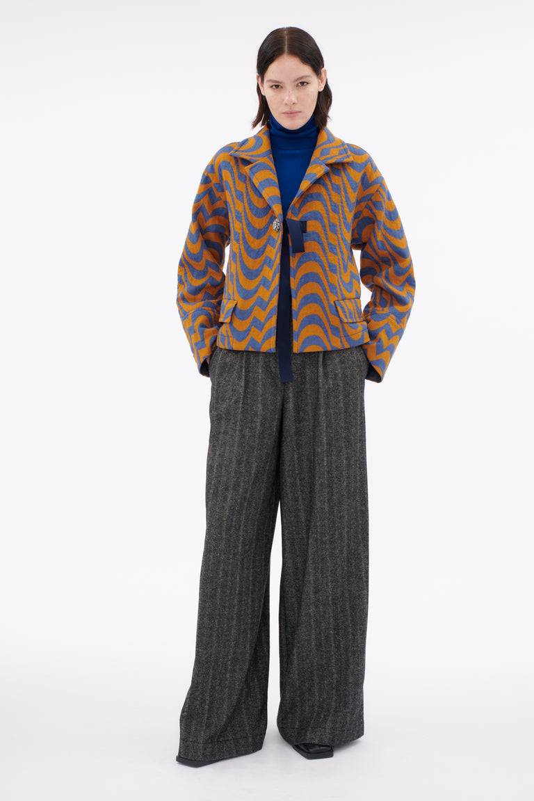 Odeeh Abstract Waves Jacke, Dark Cobalt Fabrik Onlineshop