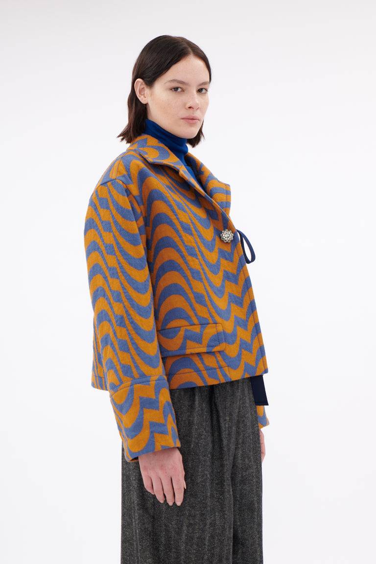 Odeeh Abstract Waves Jacke, Dark Cobalt Fabrik Onlineshop
