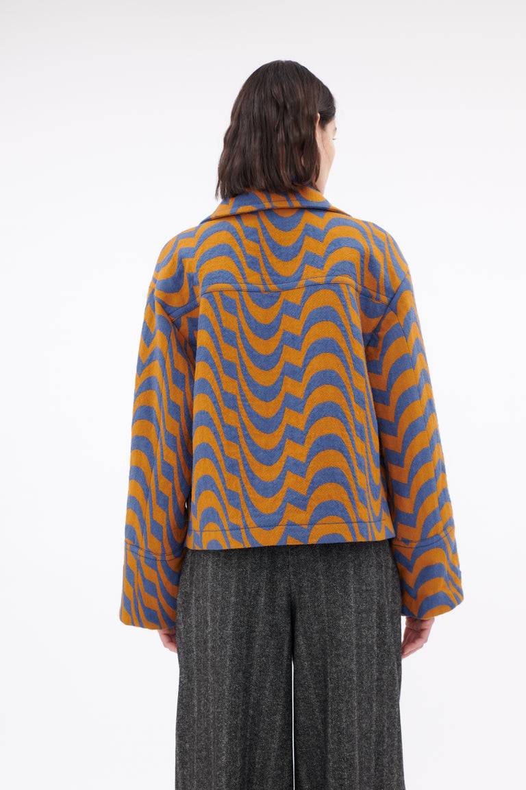 Odeeh Abstract Waves Jacke, Dark Cobalt Fabrik Onlineshop