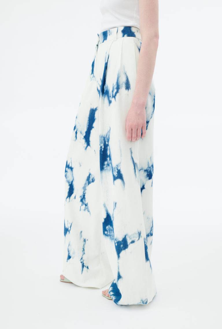 Odeeh Tie Dye Denim "Made in Italy" Hose, Blue White Fabrikpreis