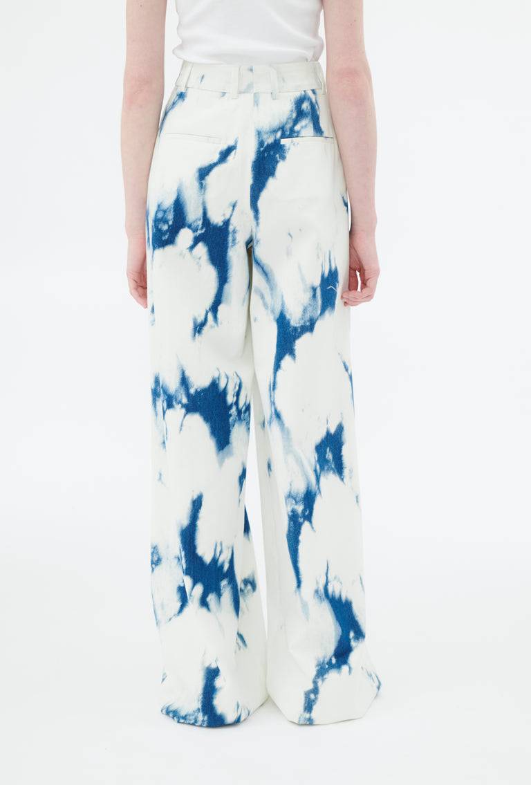 Odeeh Tie Dye Denim "Made in Italy" Hose, Blue White Fabrikpreis