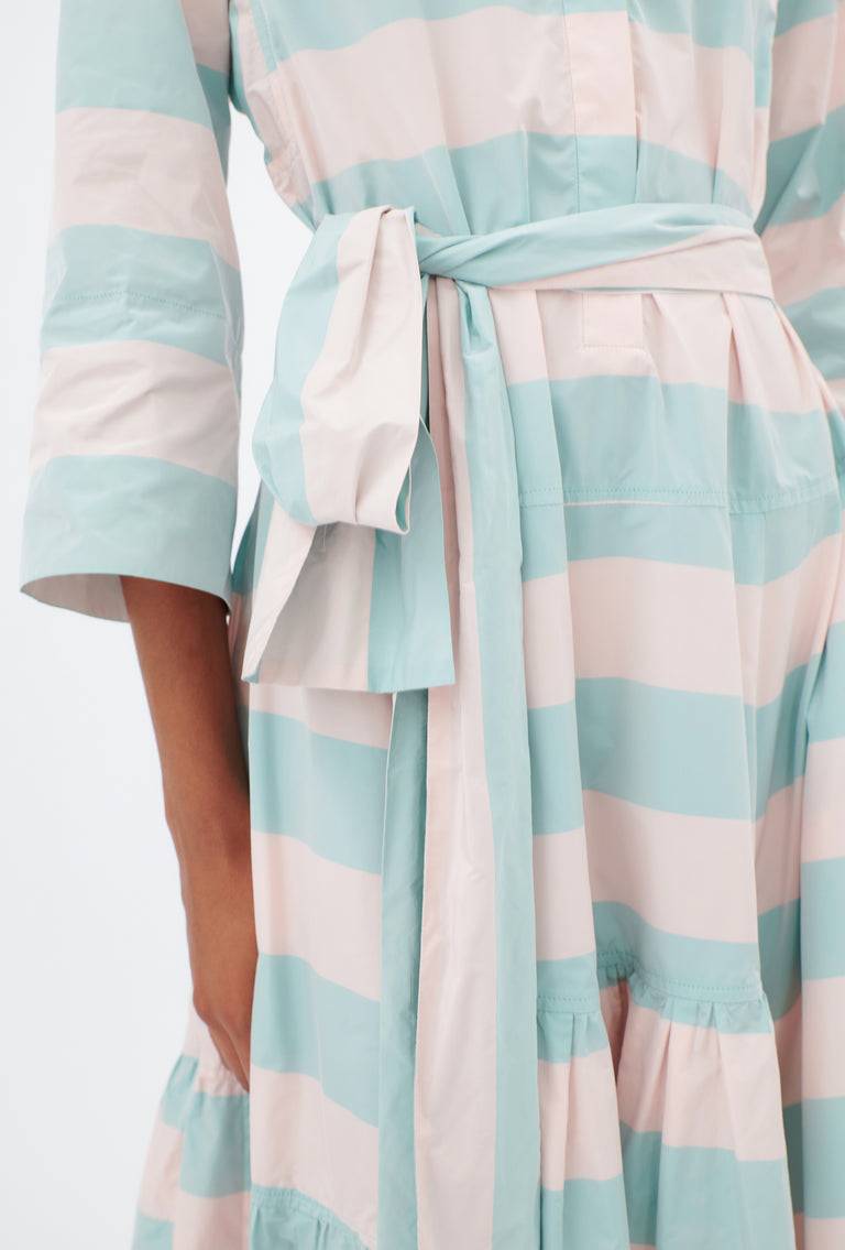 Odeeh Taffeta Block Stripe Kleid, Sorbet Rabatt