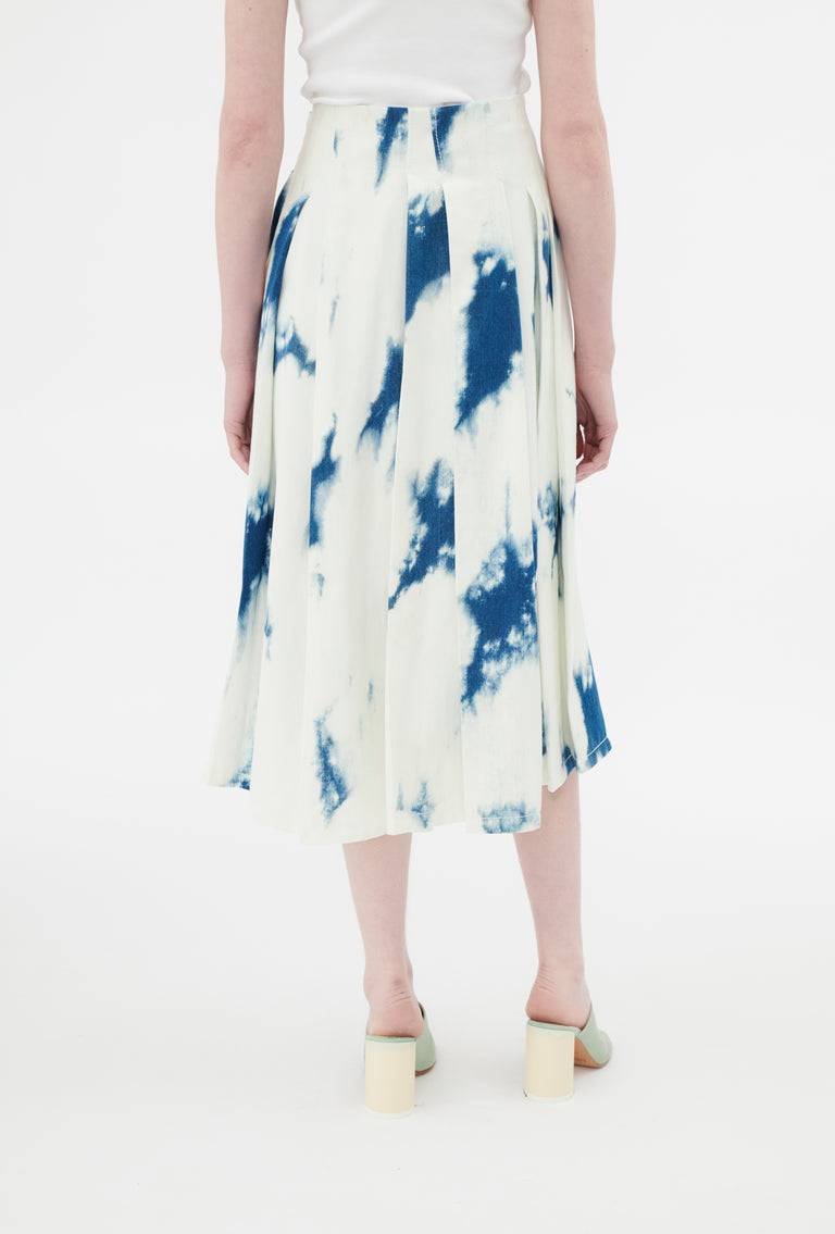 Odeeh Tie Dye Denim "Made in Italy" Rock, Blue White Versandkostenfrei