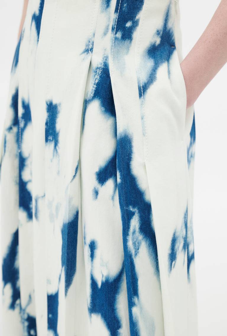 Odeeh Tie Dye Denim "Made in Italy" Rock, Blue White Versandkostenfrei