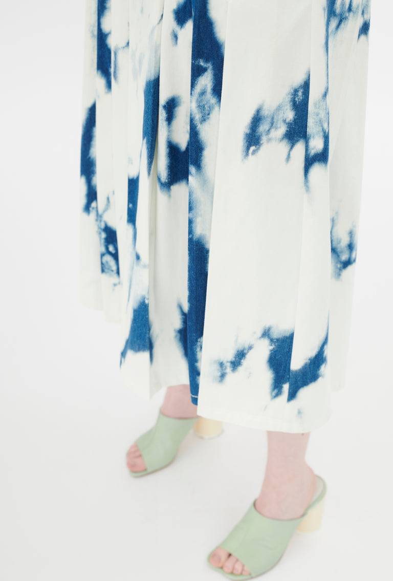 Odeeh Tie Dye Denim "Made in Italy" Rock, Blue White Versandkostenfrei