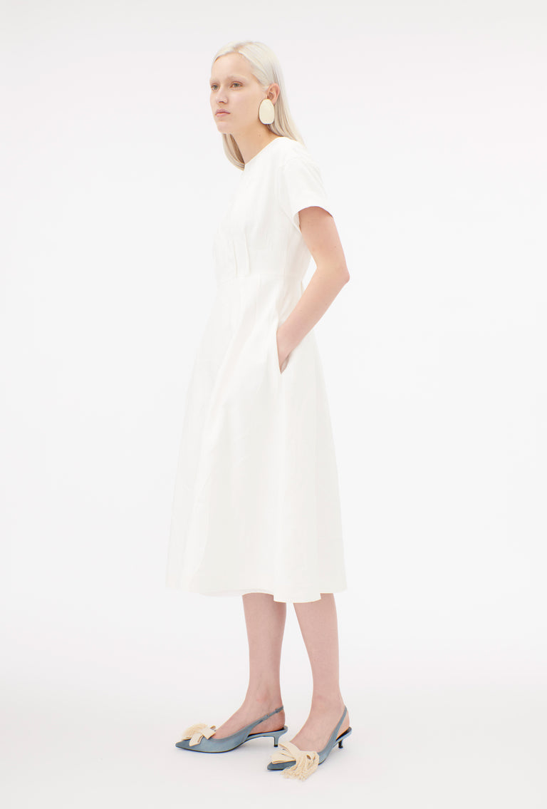 Odeeh Crinkled Duchesse Stonewashed Kleid, Milk Flash Sale