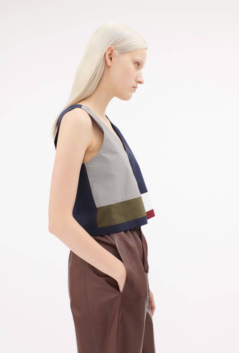 Odeeh Cotton Popeline Top, Navy Weihnachtsangebot