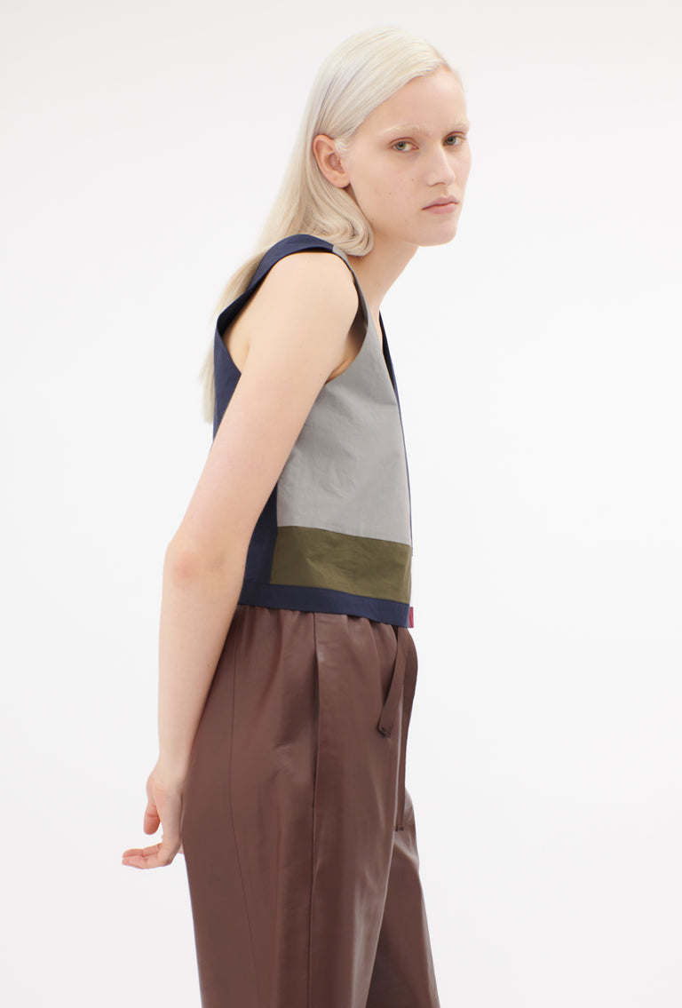 Odeeh Cotton Popeline Top, Navy Weihnachtsangebot