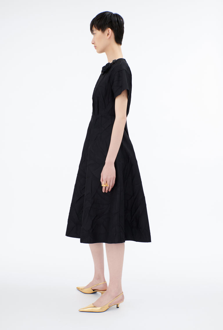Odeeh Crinkled Duchesse Kleid, Jet Black Valentinstagsangebot