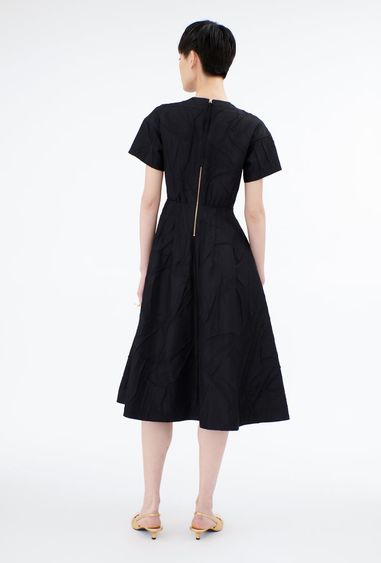 Odeeh Crinkled Duchesse Kleid, Jet Black Valentinstagsangebot