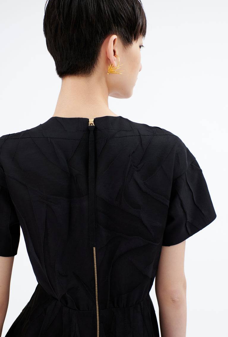 Odeeh Crinkled Duchesse Kleid, Jet Black Valentinstagsangebot