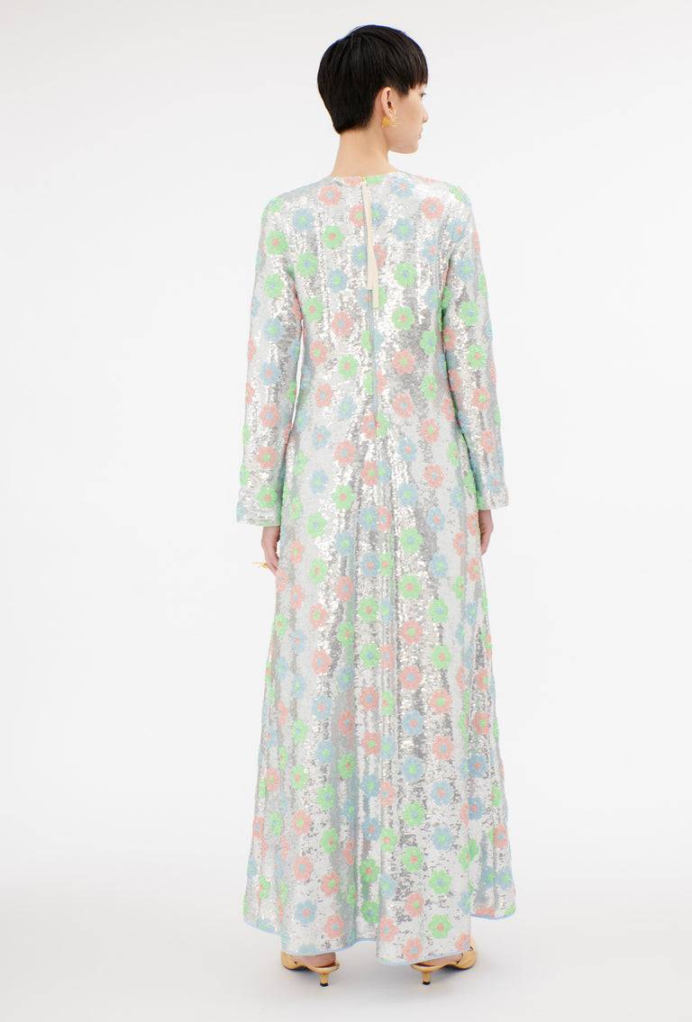 Odeeh Sequins Daisies Kleid, Silver Räumungsverkauf