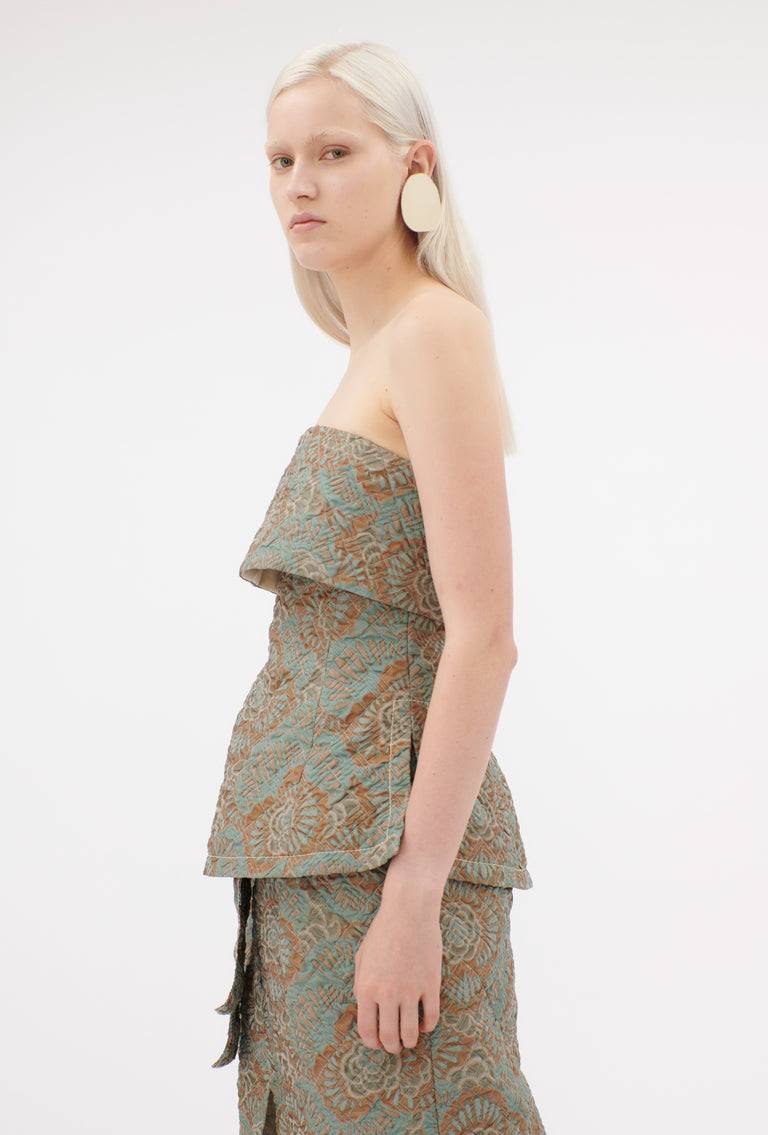 Odeeh Flower Camouflage Matelassé Top, Sea Green Sonderangebote