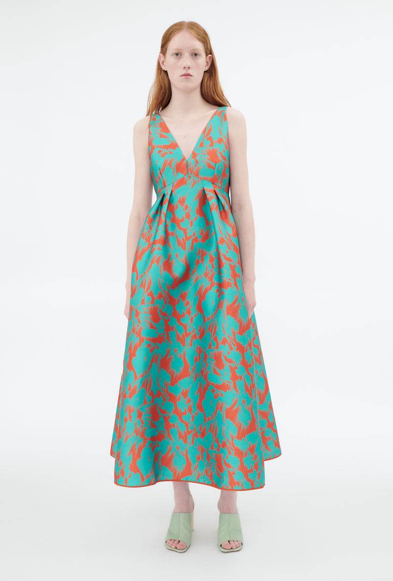 Odeeh Blurred Bouquets Duchesse Kleid, Opal Green VIP-Rabatte