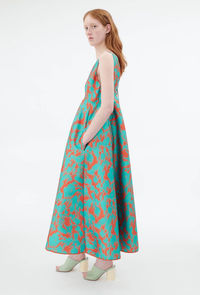 Odeeh Blurred Bouquets Duchesse Kleid, Opal Green VIP-Rabatte