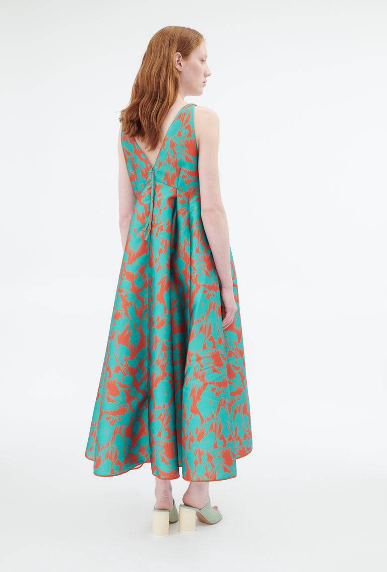Odeeh Blurred Bouquets Duchesse Kleid, Opal Green VIP-Rabatte