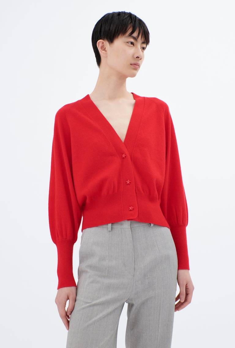 Odeeh Light Cashmere Knit Cardigan, True Red Tiefpreis