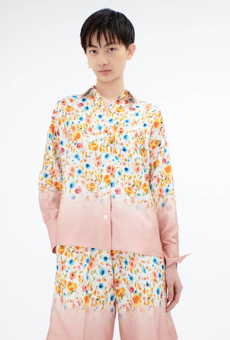 Odeeh Degradé Florets Silk Twill Bluse, Tangerine Super Sparpreis
