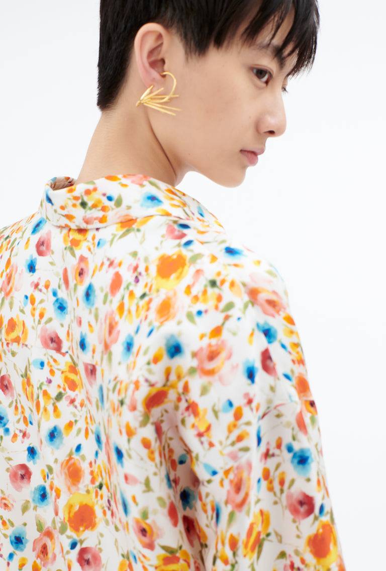 Odeeh Degradé Florets Silk Twill Bluse, Tangerine Super Sparpreis