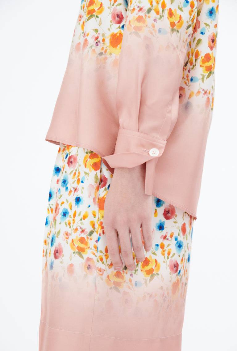 Odeeh Degradé Florets Silk Twill Bluse, Tangerine Super Sparpreis