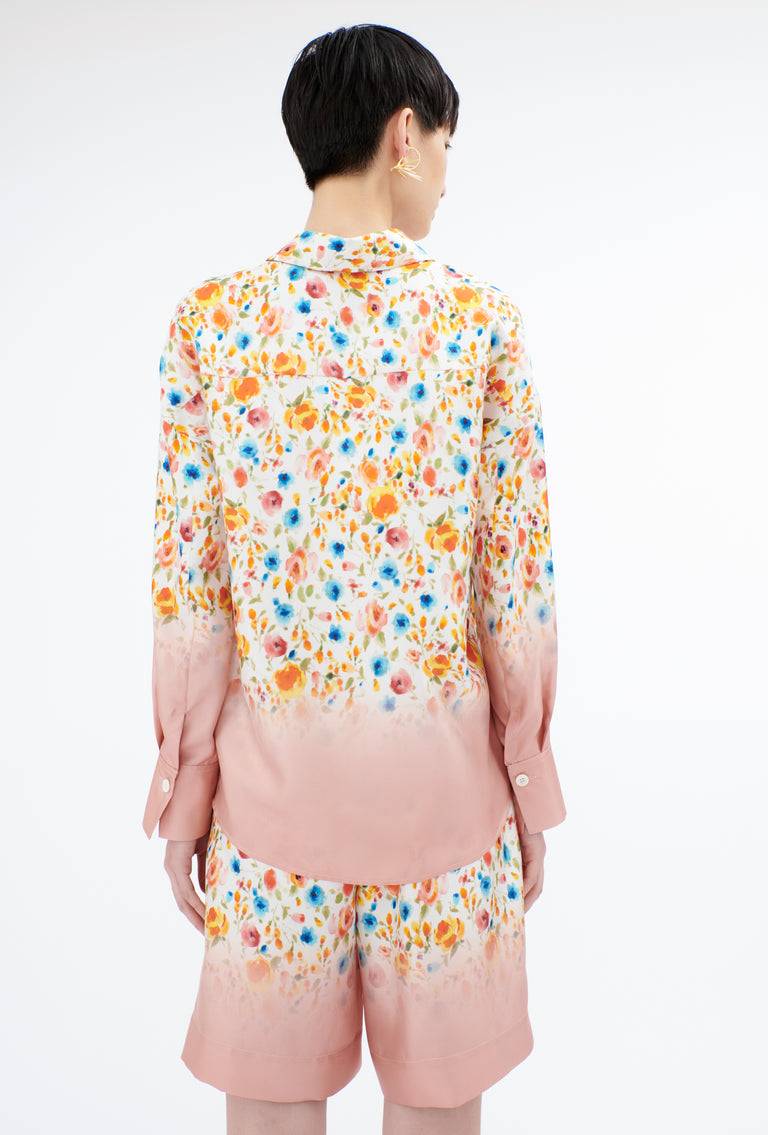Odeeh Degradé Florets Silk Twill Bluse, Tangerine Super Sparpreis