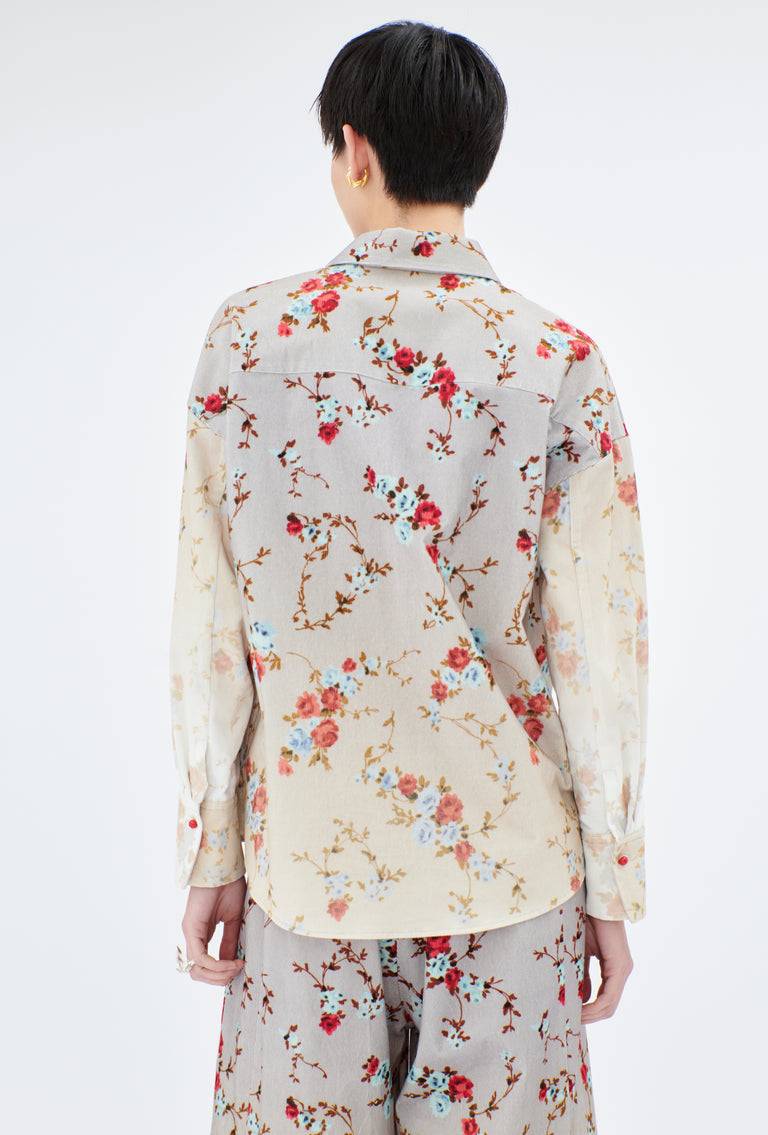 Odeeh Mini Bouquets Stamped Corduroy Degradé Bluse, Aqua Kostenlose Rückgabe