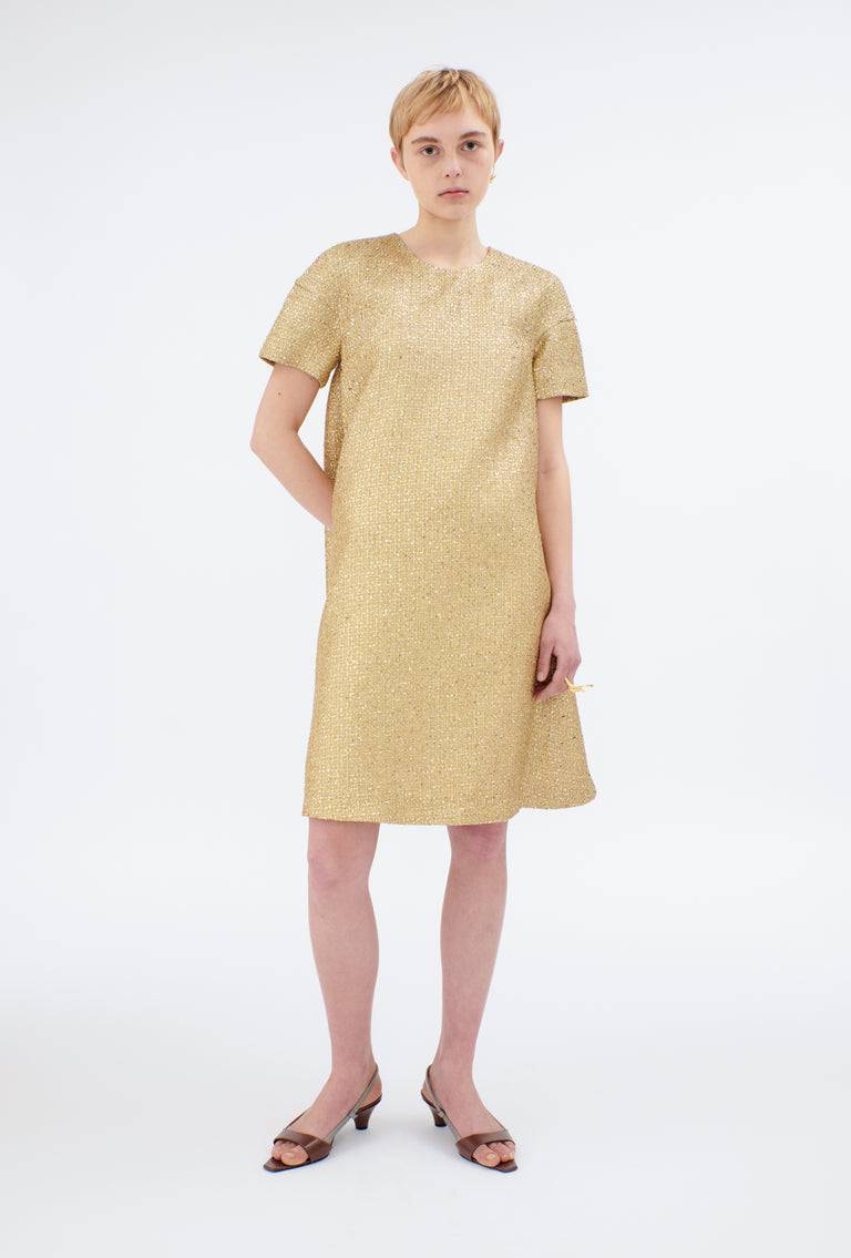 Odeeh Gold Brocade Kleid, Gold Letzte 3 Tage