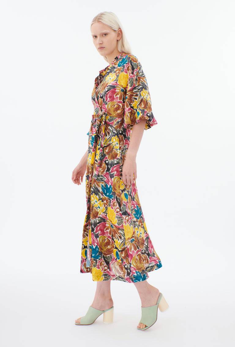 Odeeh Brush-Stroke Peonies Kleid, Tobacco JETZT KAUFEN